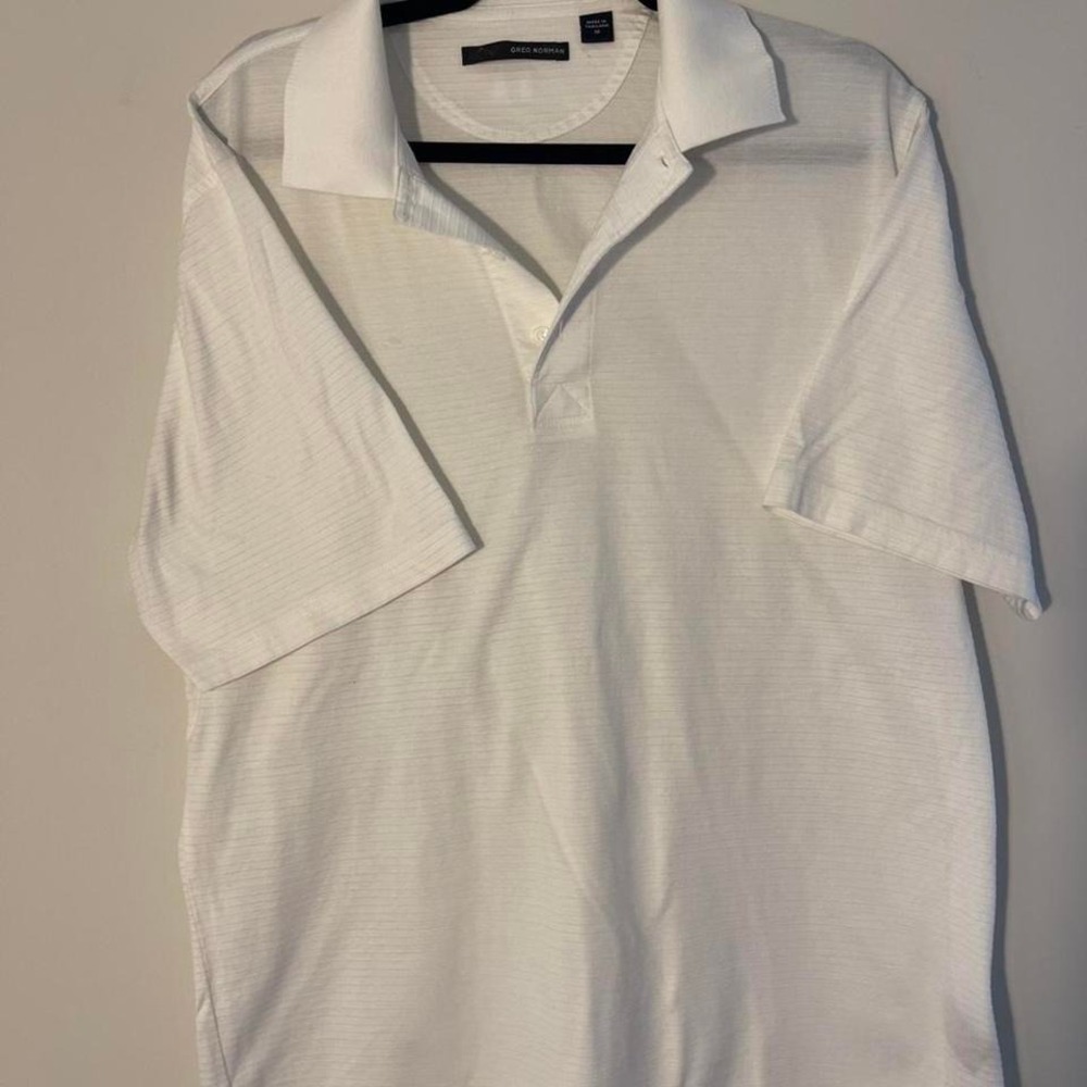 Off White Greg Norman golf polo shirt (ribbed  100% cotton Medium men's